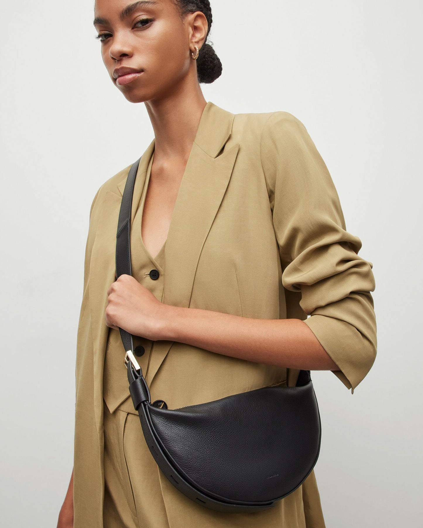 Half Moon Leather Crossbody Bag