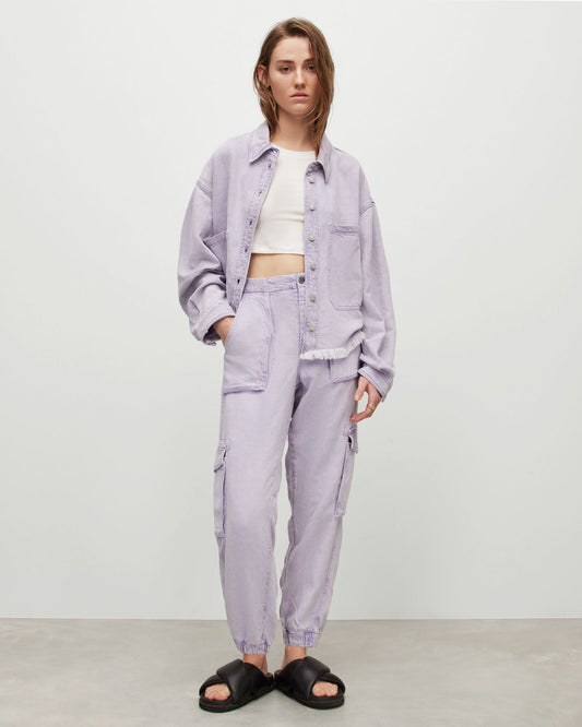 Frieda High-Rise Linen Blend Denim Trousers