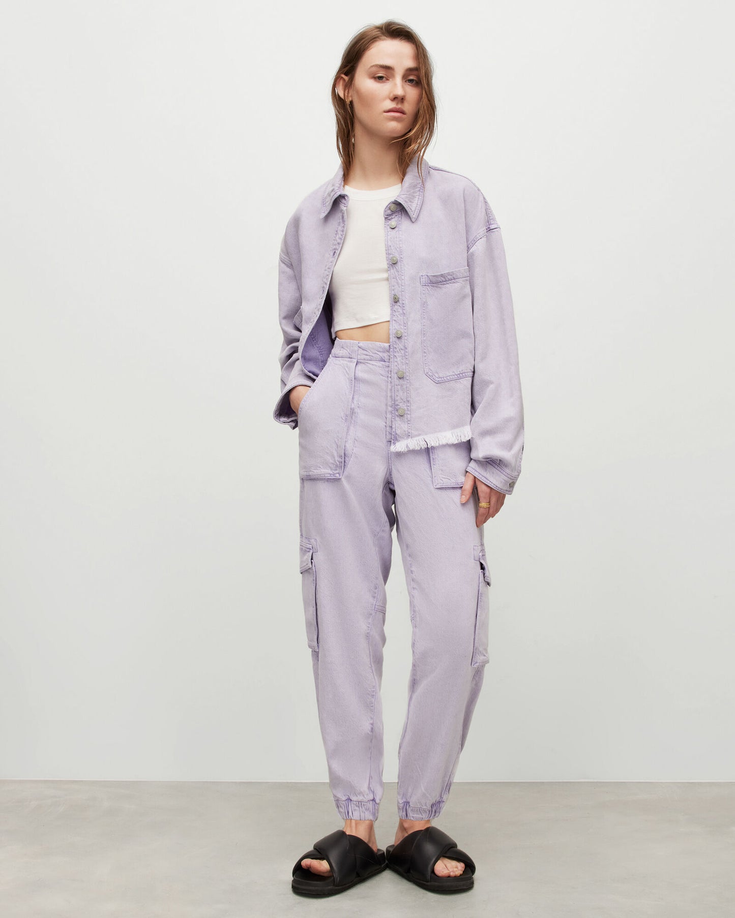Frieda High-Rise Linen Blend Denim Trousers