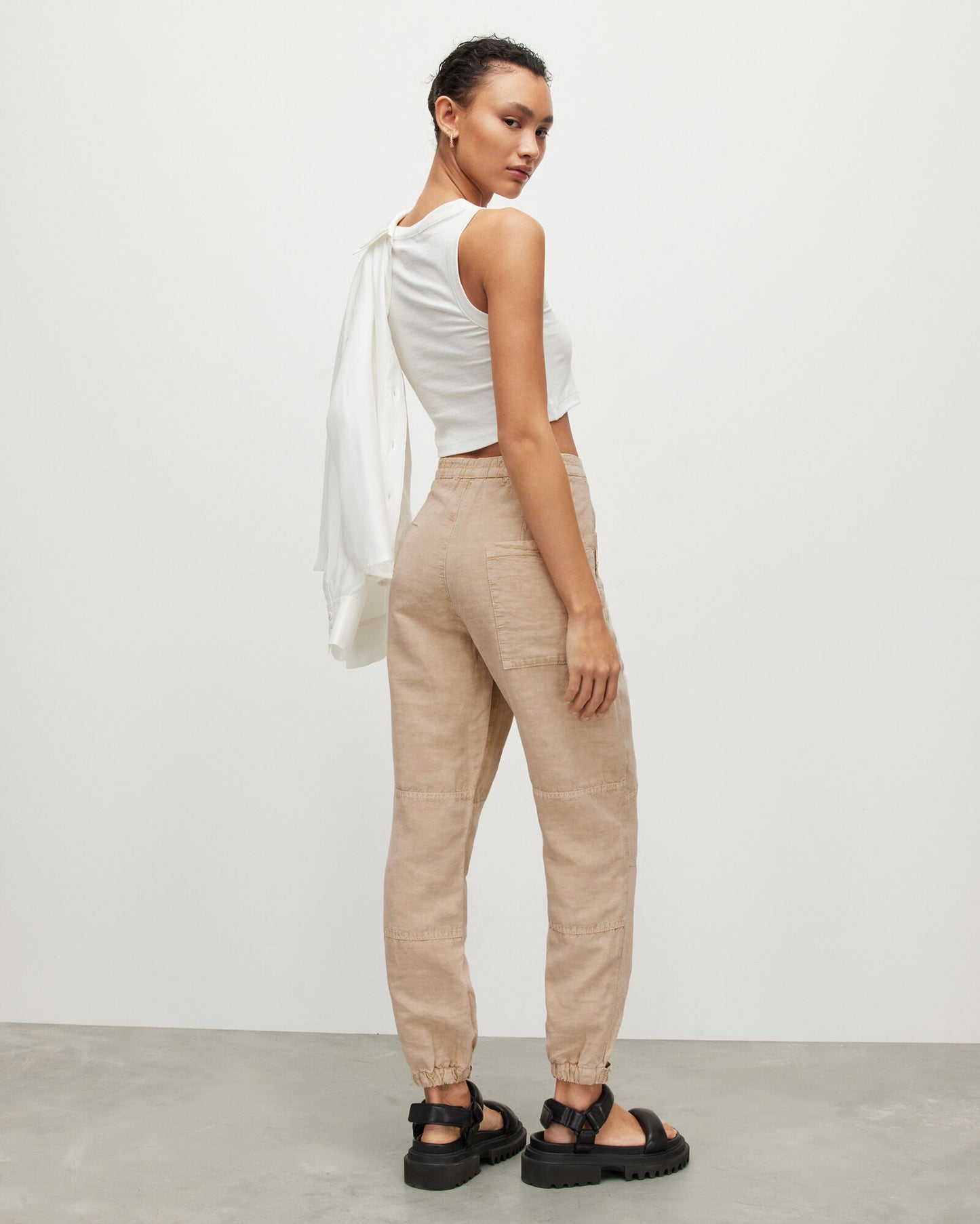 Val High-Rise Cargo Linen Blend Trousers