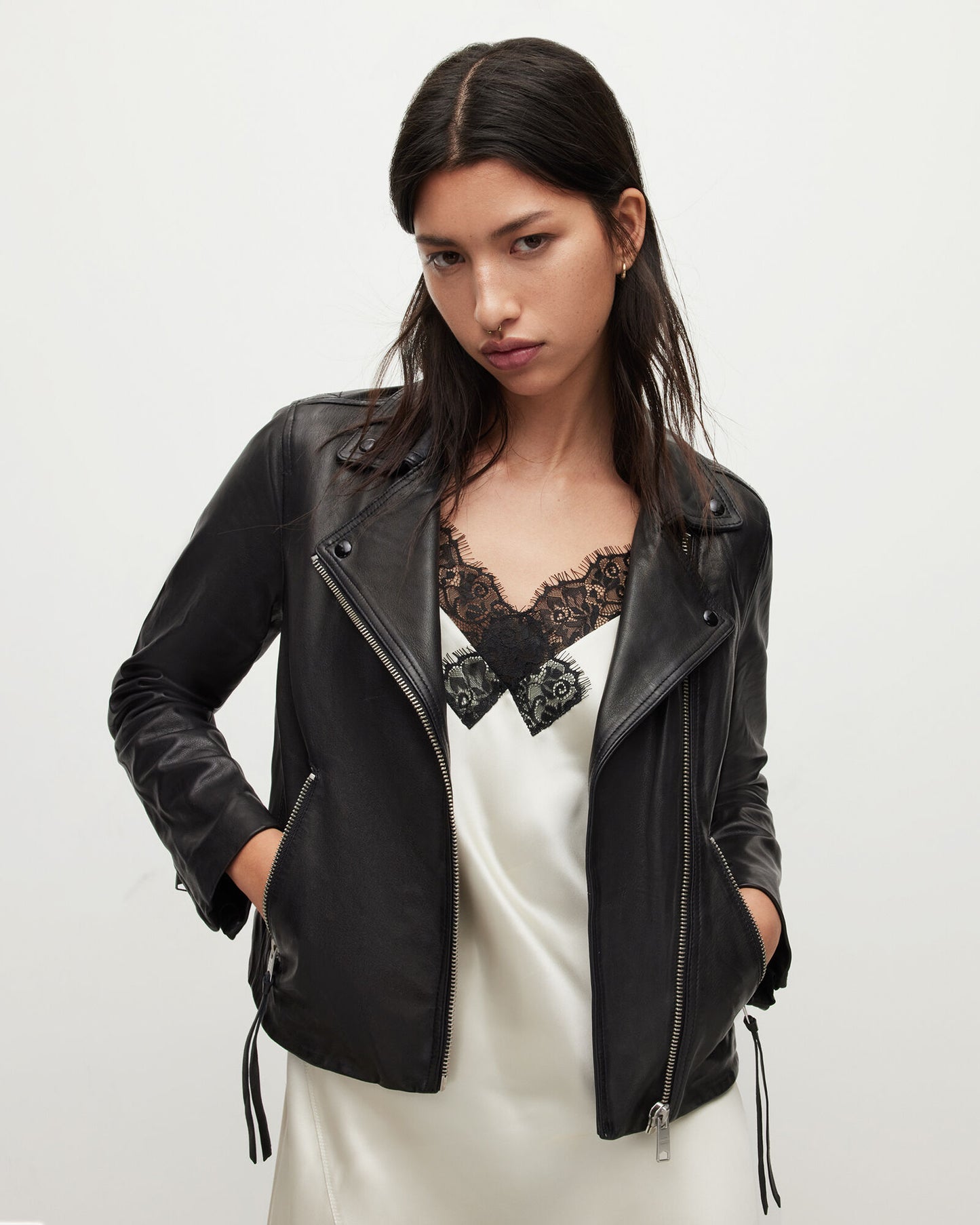 Dalby Slim Fit Leather Biker Jacket