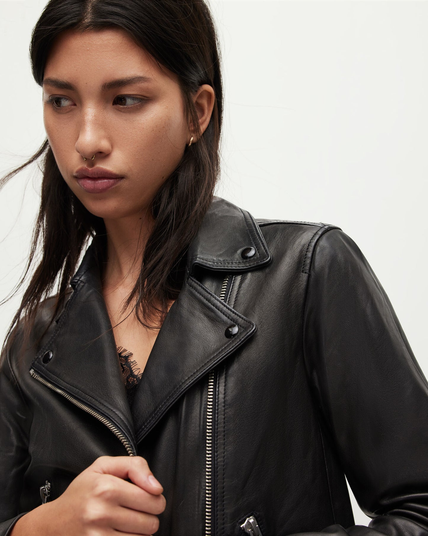 Dalby Slim Fit Leather Biker Jacket