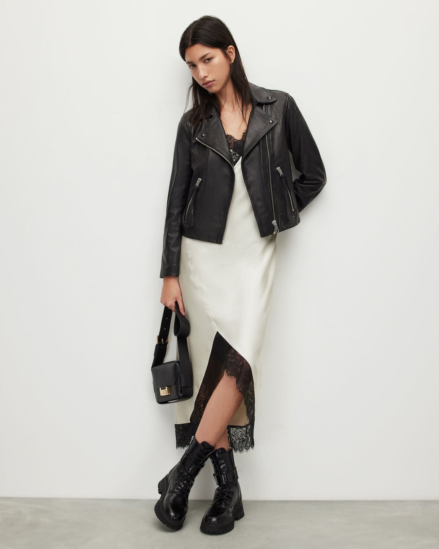 Dalby Slim Fit Leather Biker Jacket