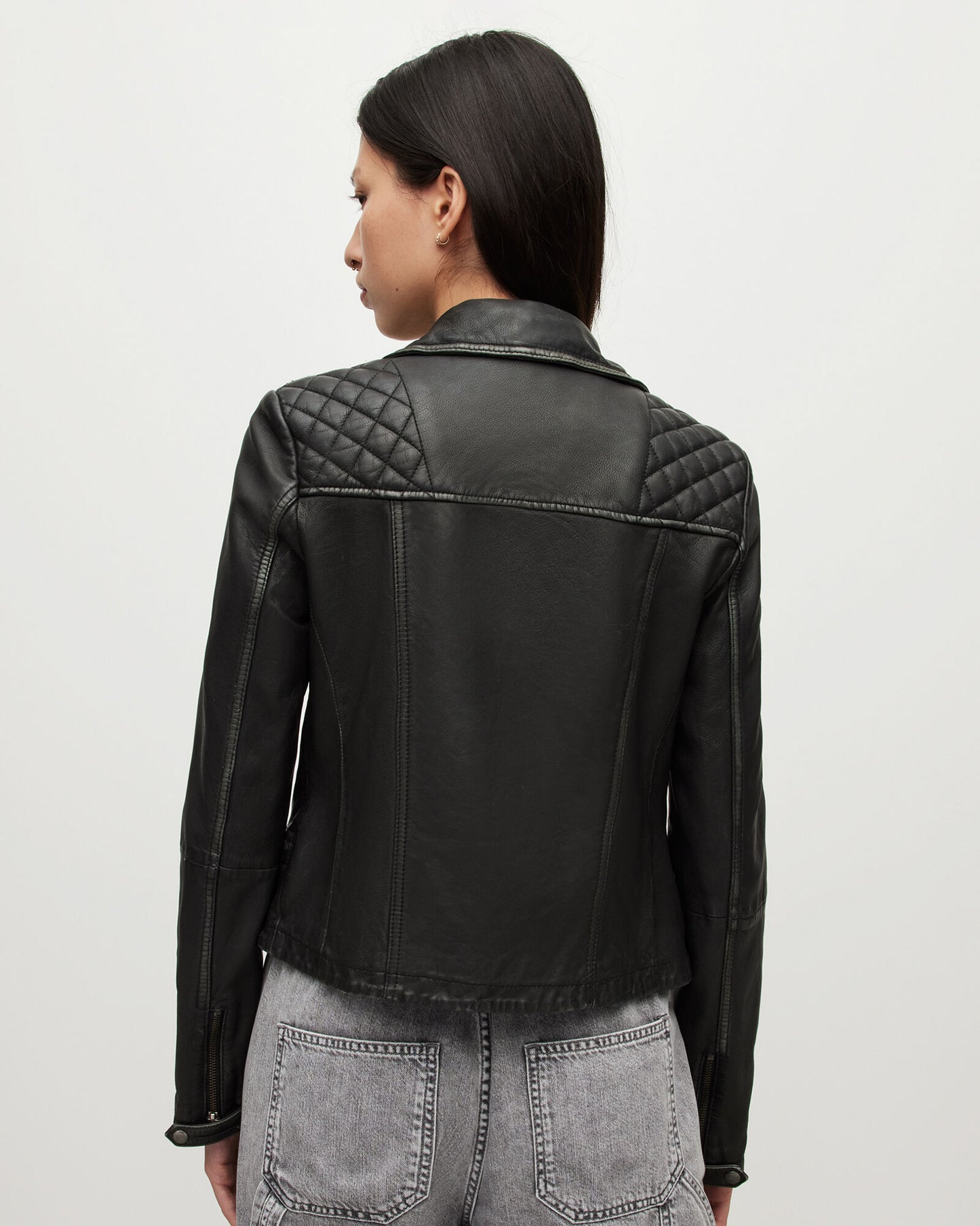 Cargo Distressed Leather Biker Jacket