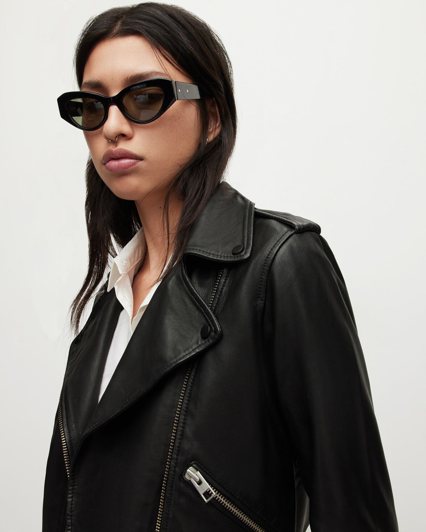 Balfern Belted Hem Leather Biker Jacket