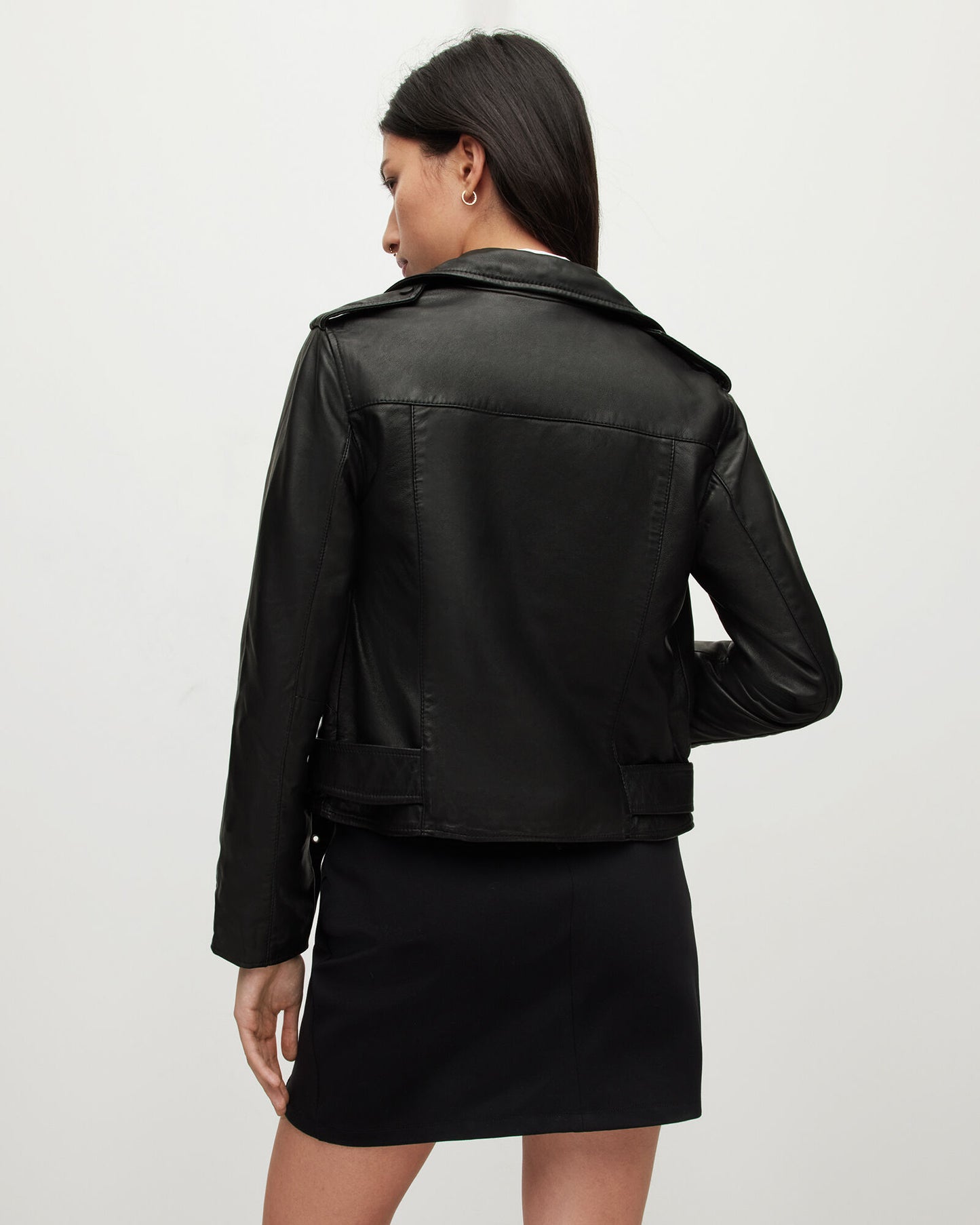 Balfern Belted Hem Leather Biker Jacket