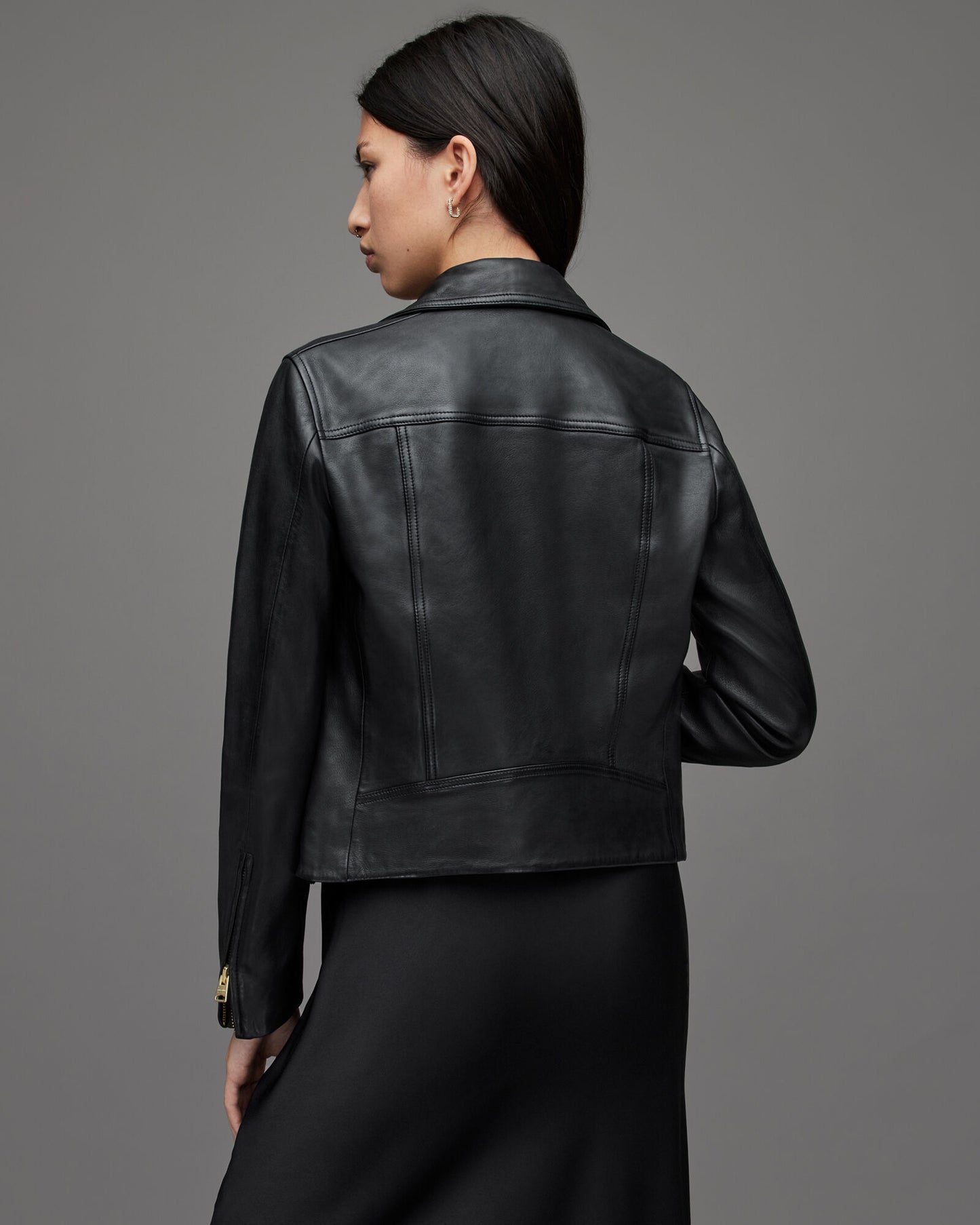 Dalby Slim Fit Gold Leather Biker Jacket