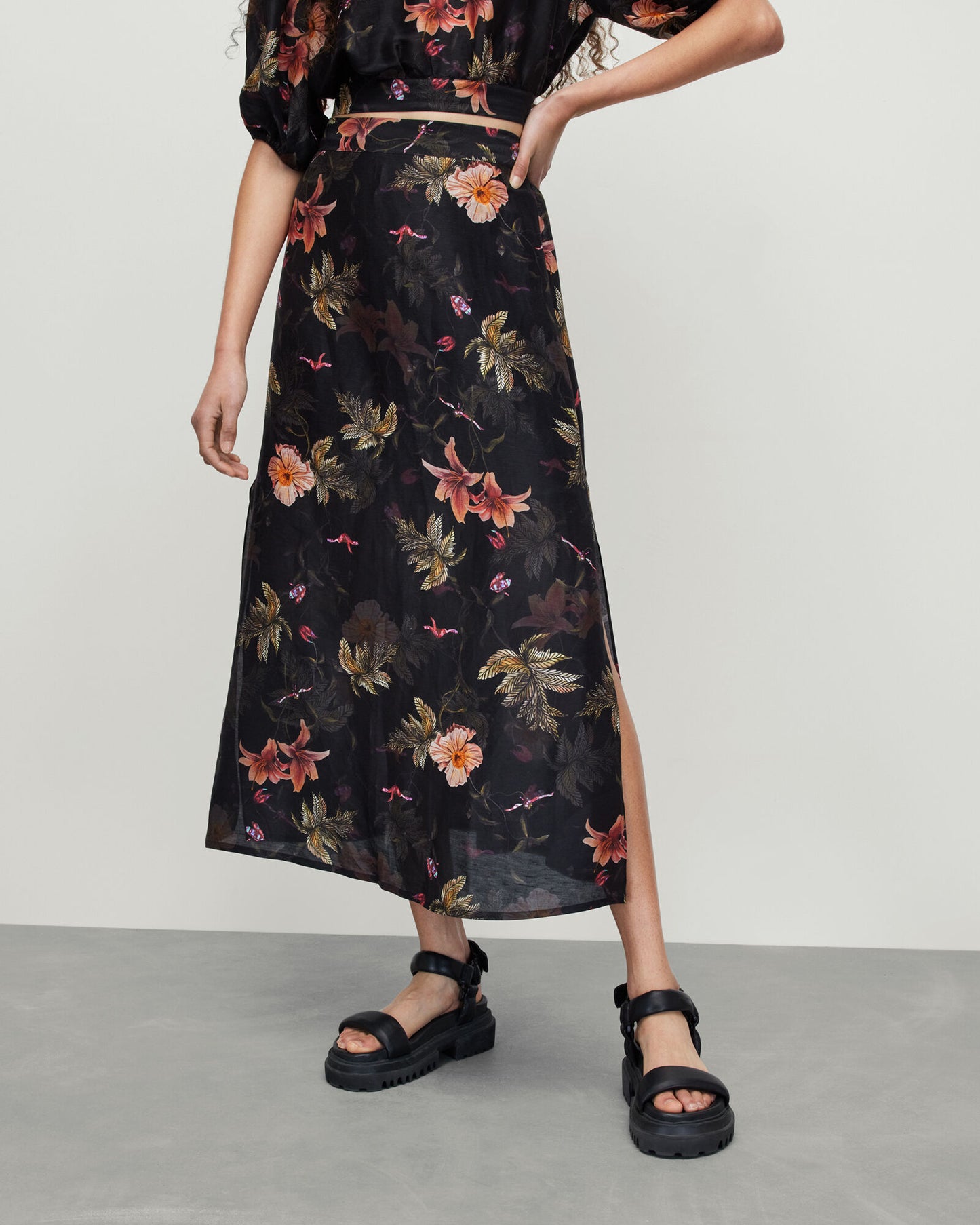 Asta Viviana Silk Linen Blend Maxi Skirt