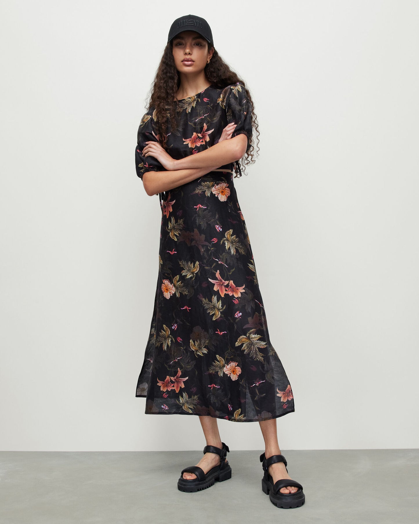 Asta Viviana Silk Linen Blend Maxi Skirt