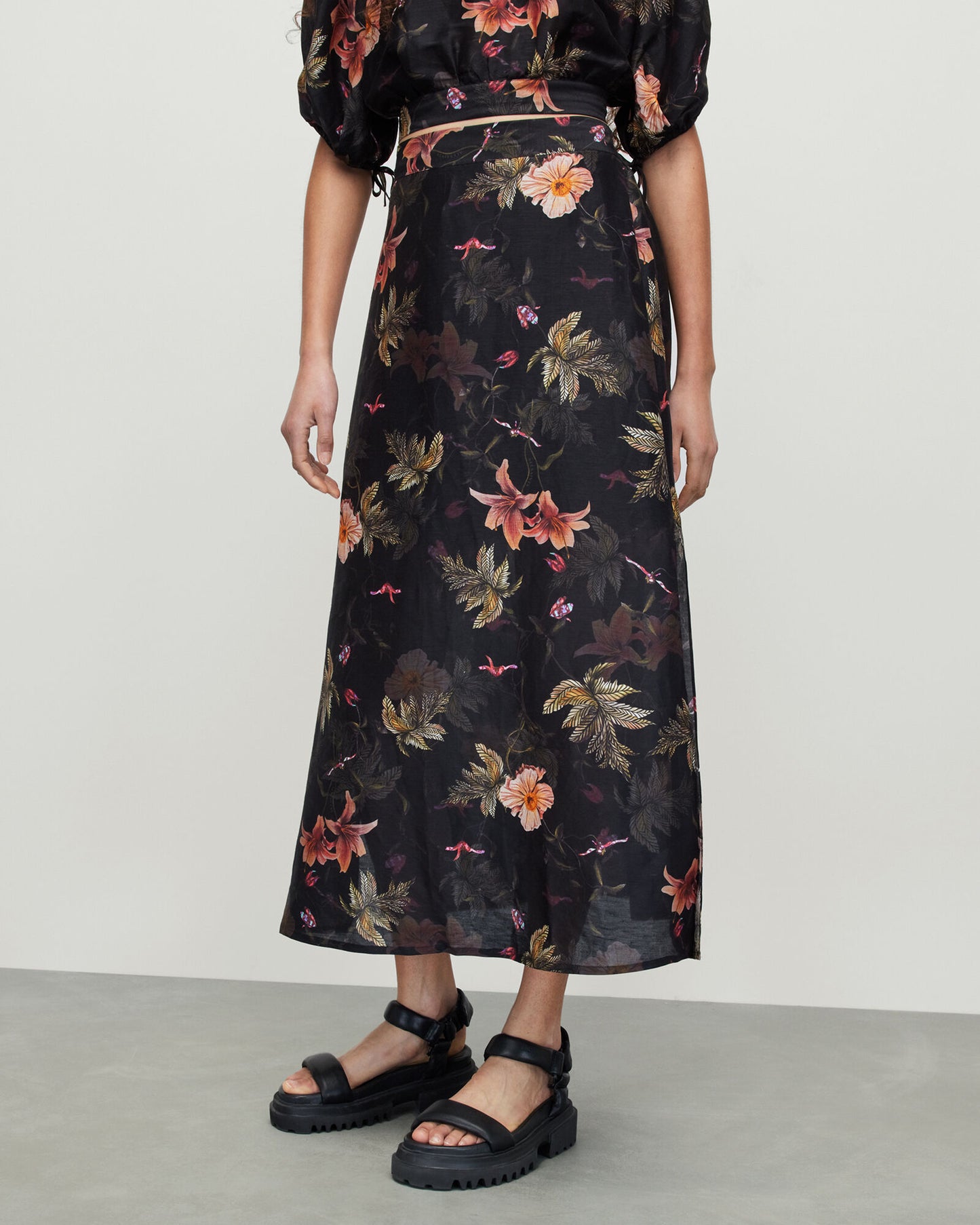 Asta Viviana Silk Linen Blend Maxi Skirt